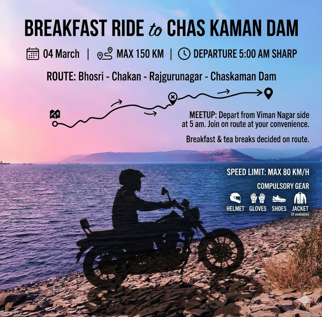 Breakfast ride to Chas kaman Dam