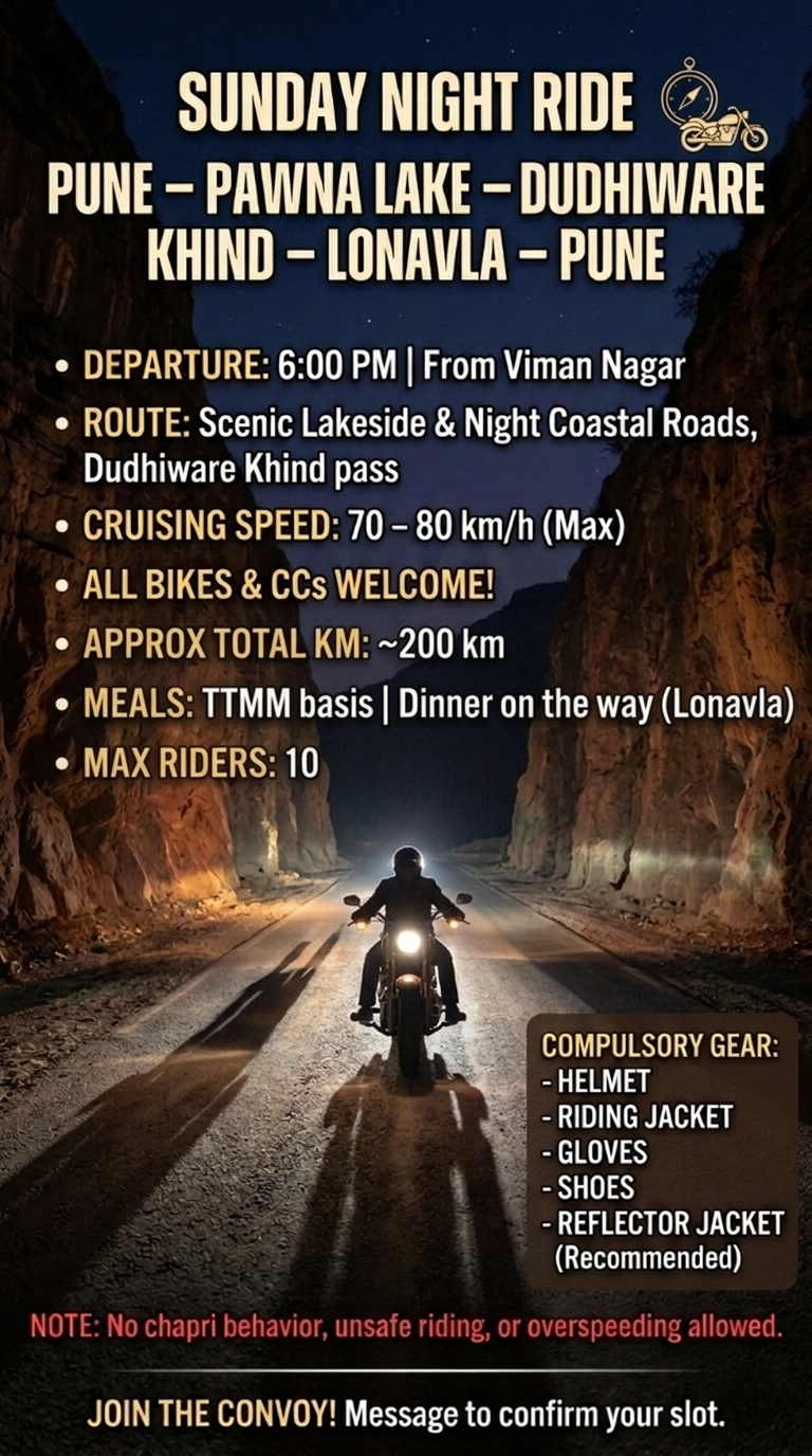 Sunday Night Loop (Pawna - Lonavla)