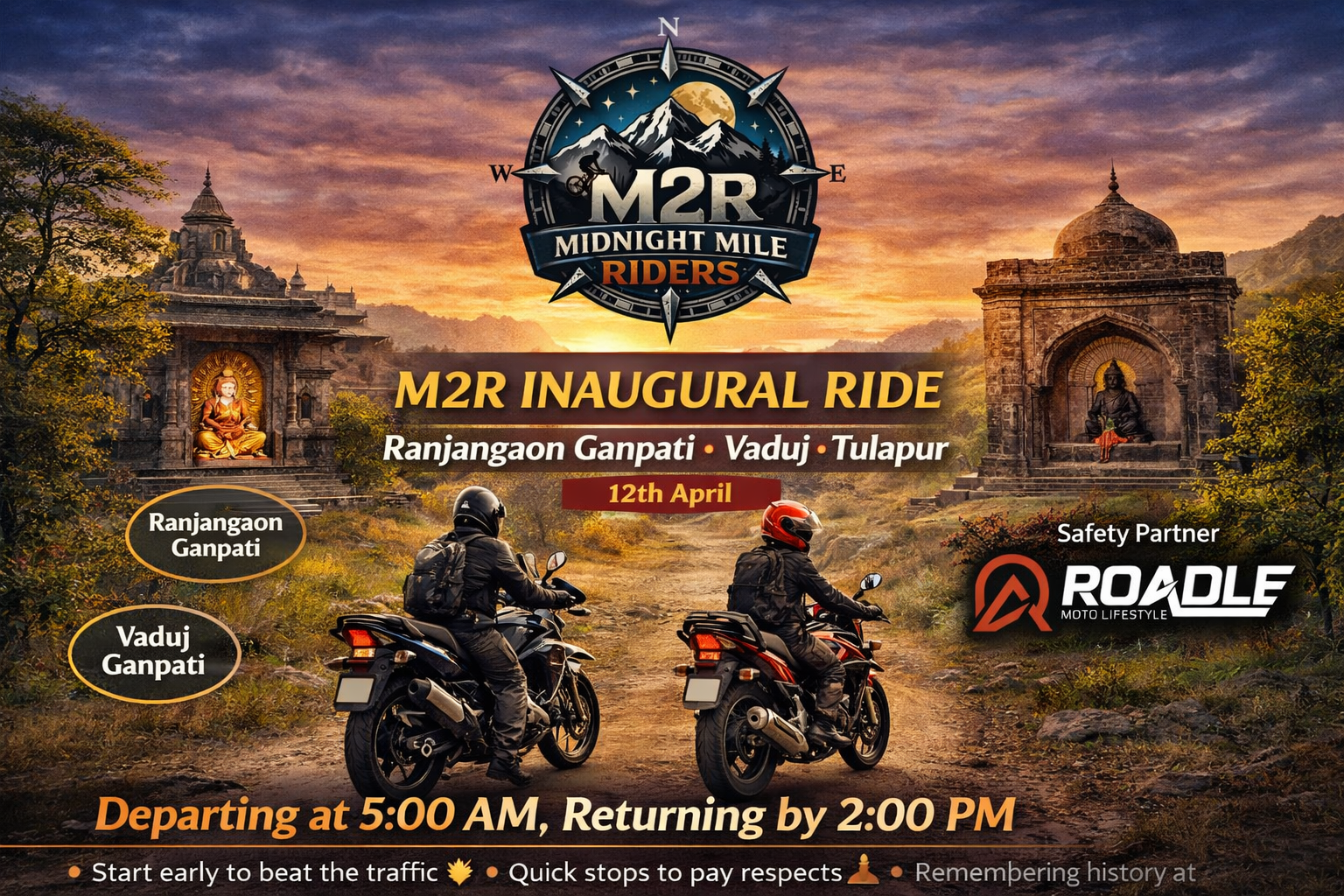 M2R Inauguaral Ride | Ranjangaon Ganpati – Vaduj – Tulapur