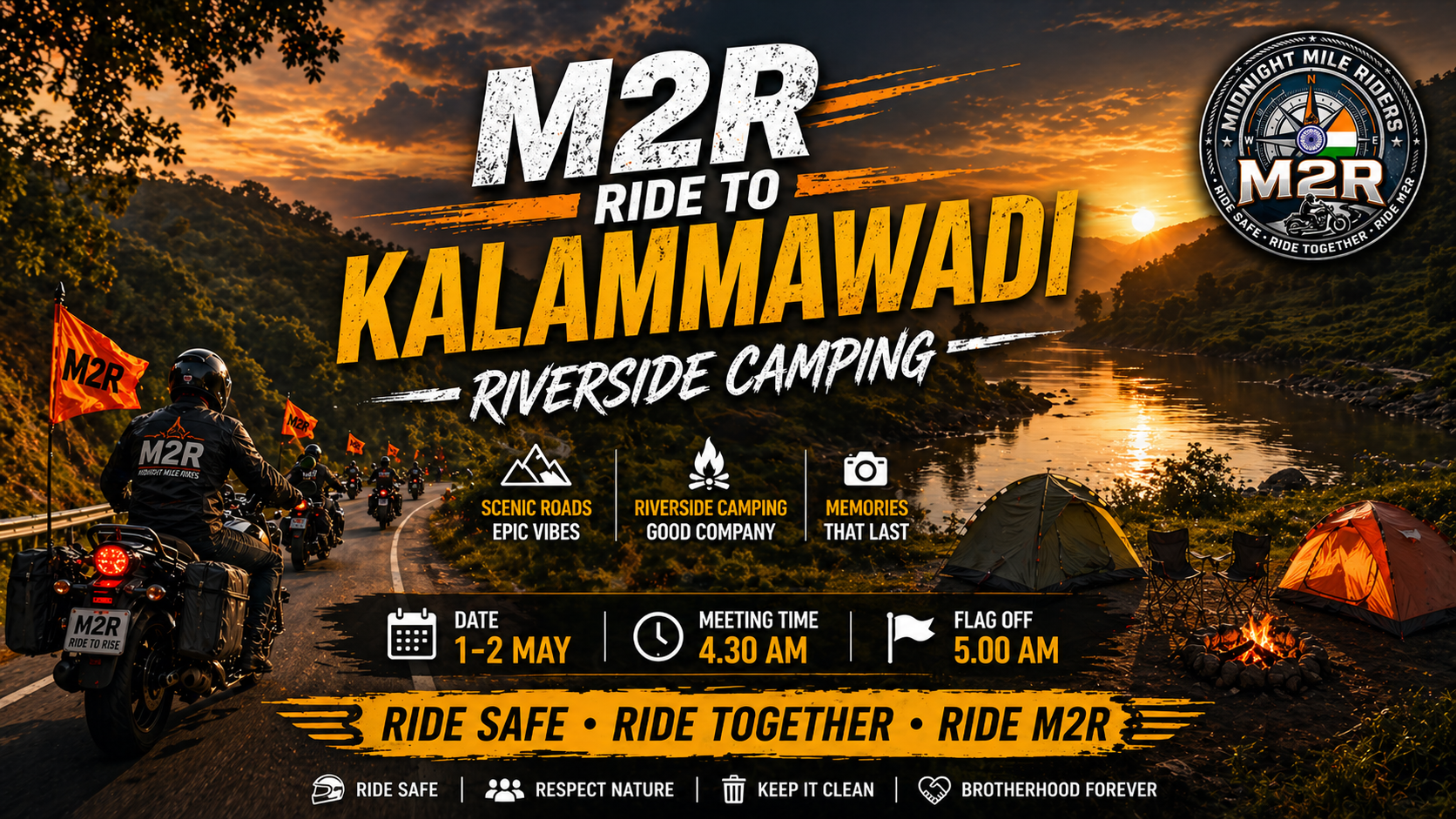 M2R - Kalammawadi Riverside Camping Escape 🏕️🏍️