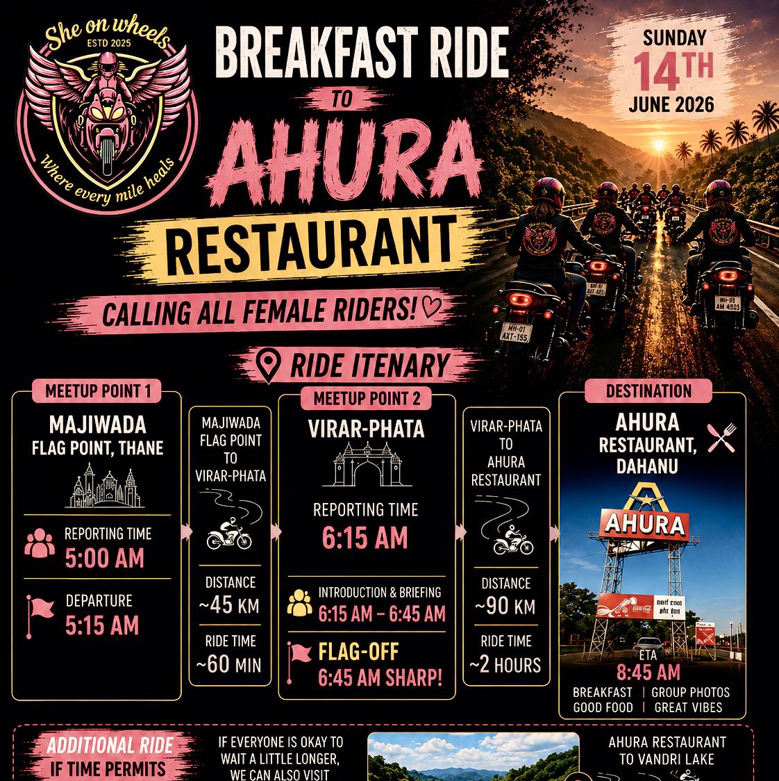 Breakfast ride to Ahura