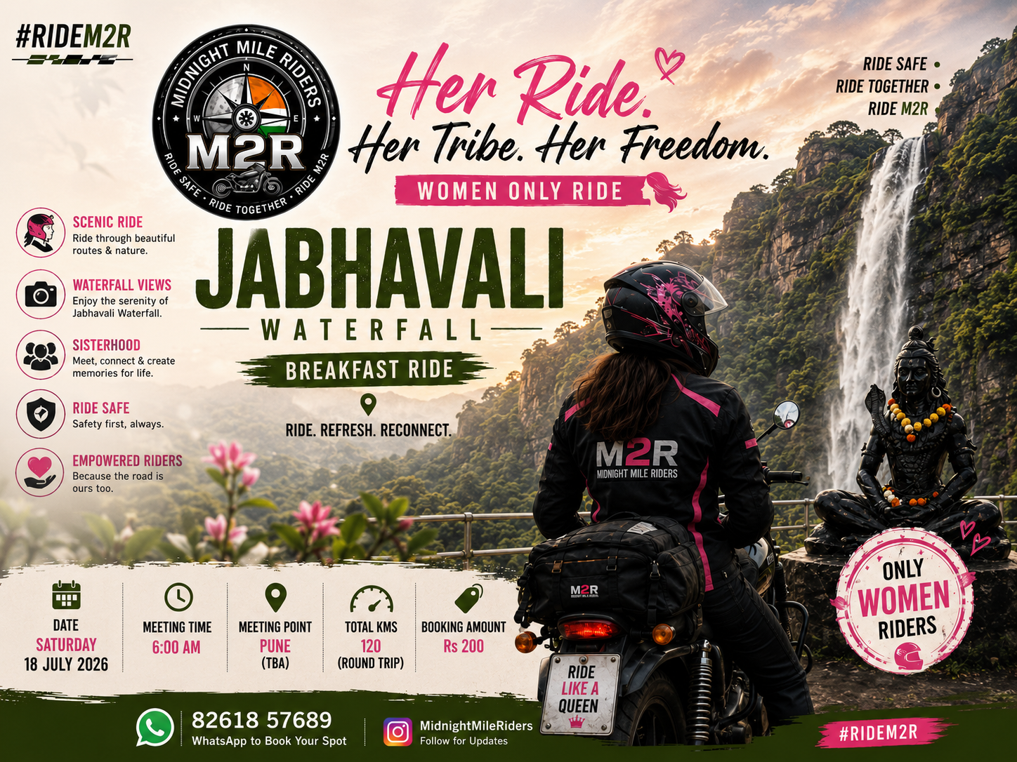 Her Ride: Jambhavali Waterfall Breakfast Ride 🌿🏍️