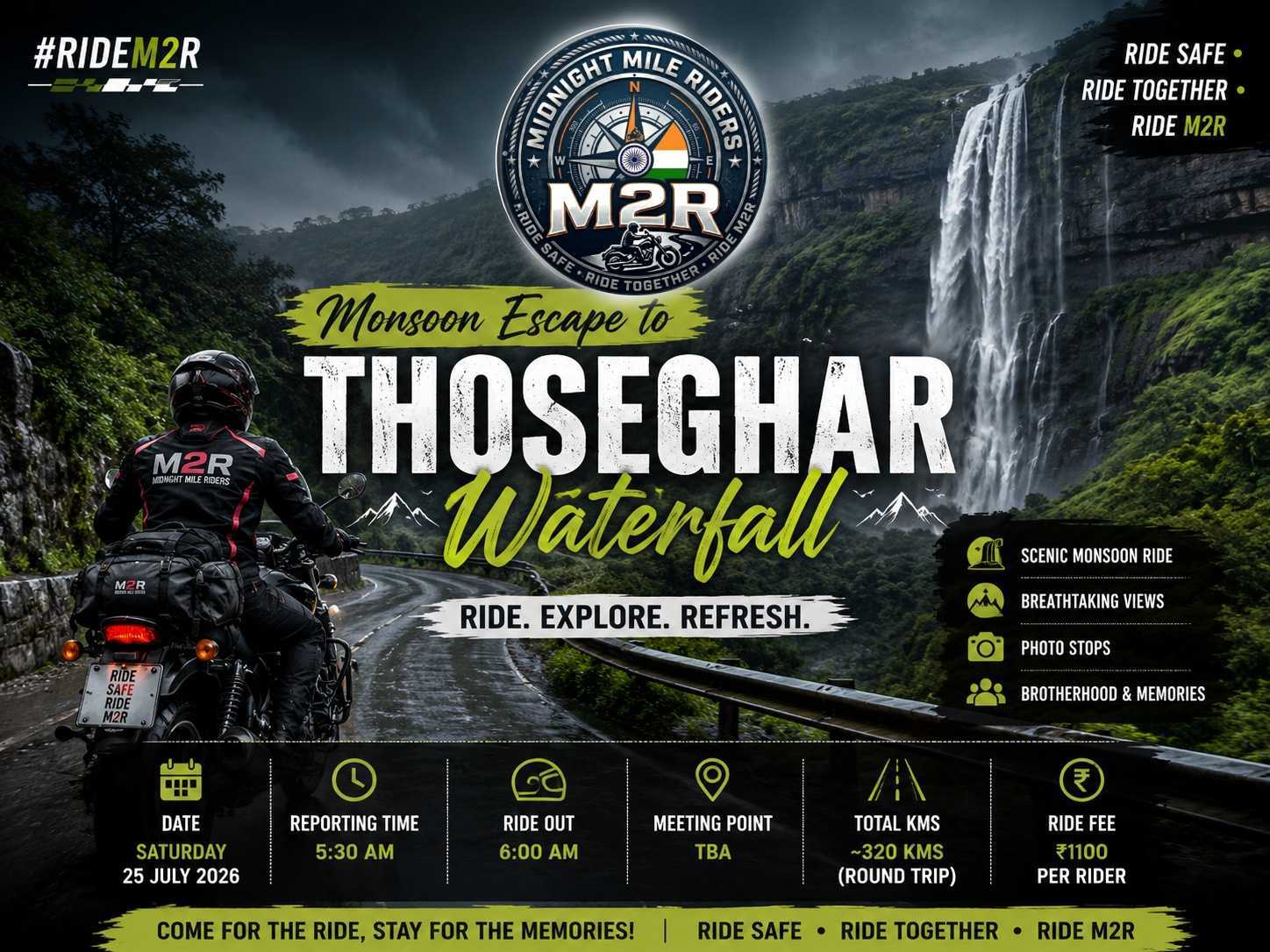 Monsoon Escape to Thoseghar Waterfall 🏍️🌊