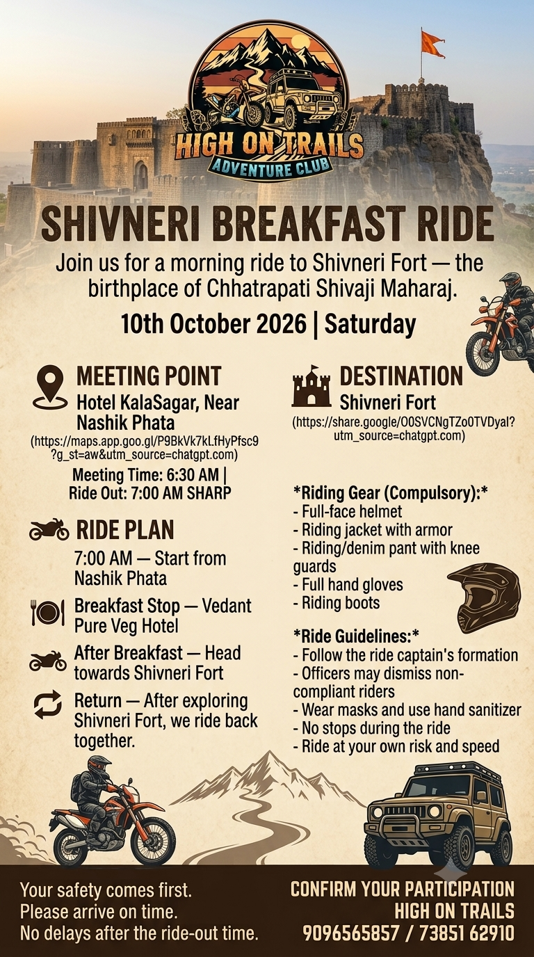 RIDE TO SHIVNERI FORT